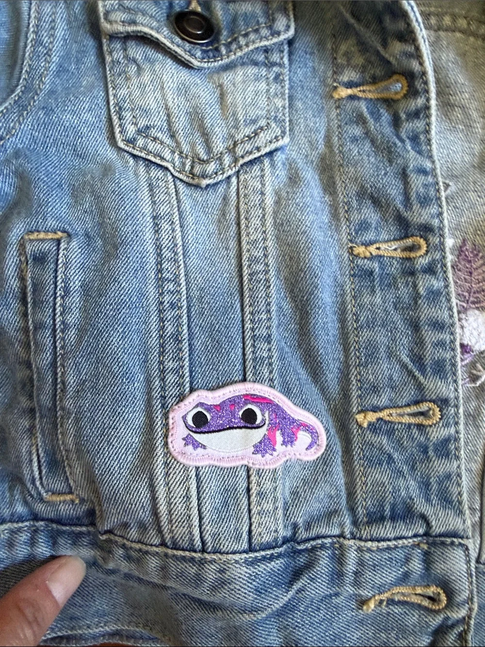 Disney  Denim Jacket with Anna & Elsa Back Graphic